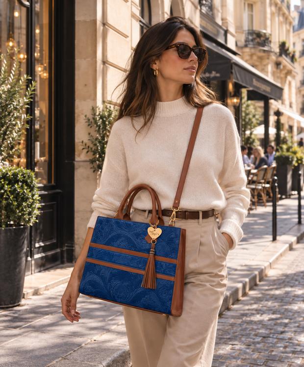 Modelo luciendo una bolsa de Yeyi's Art